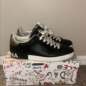Dolce & Gabbana Black and Silver Sneakers Low-Top Style
